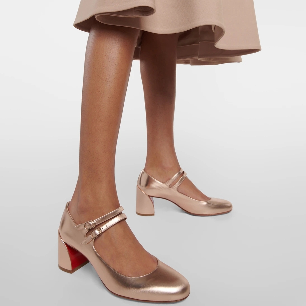 Christian Louboutin Metallic Rose Heels - Picture 4 of 6